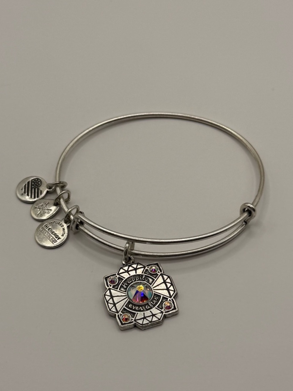 Alex and Ani Bride Charm Bangle Bracelet Silver Tone